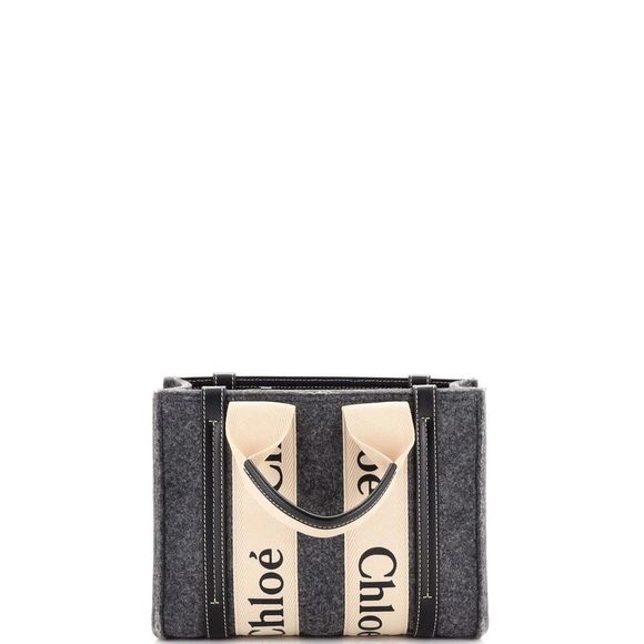 Chloe Woody Tote Recycled Felt with Leather and Canvas Small - Picture 3 of 6